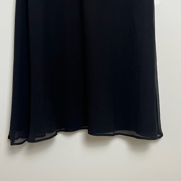 J.Crew Y2K Sophia Black 100% Silk Chiffon Surplice Empire Waist Dress Sz 14 - Picture 4 of 11